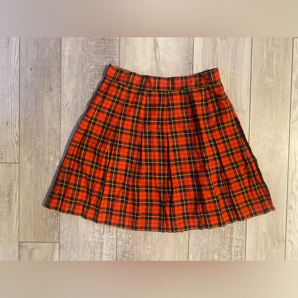 Vintage 90s Y2k A. Byer Red and Black Plaid Mini Skirt - Picture 1 of 7